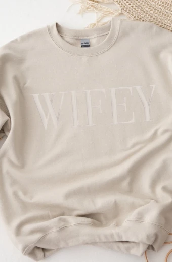 Heirloom Bridal WIFEY Embroidered Sweatshirt #0 default thumbnail