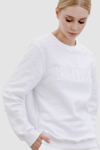 Heirloom Bridal Pearl sleeve bride embroidered sweatshirt #1 thumbnail