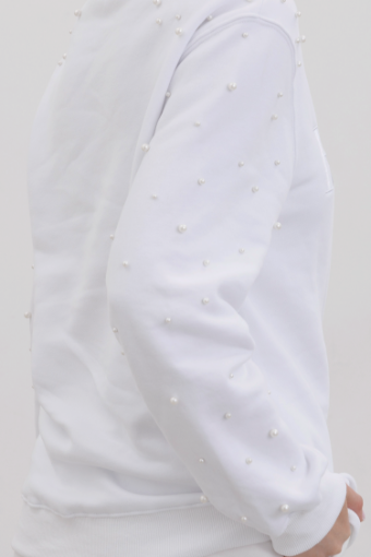 Heirloom Bridal Pearl sleeve bride embroidered sweatshirt #3 thumbnail